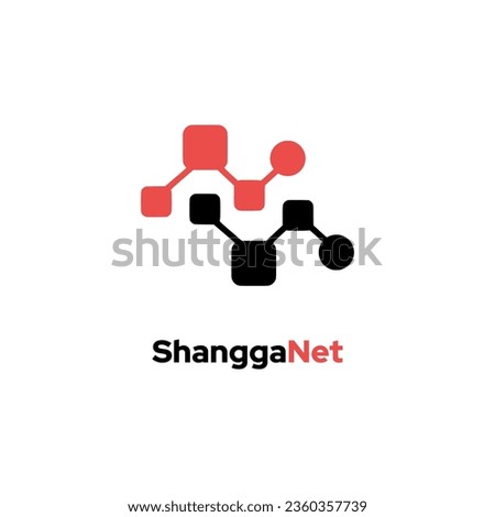 ShanggaNet - Incorporates a sharing and network logo template with vector icon element design, symbolizing linked social media connections.