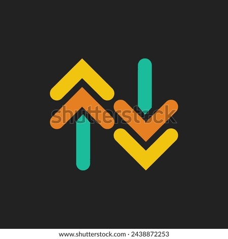 Arrow up and down icon in trendy flat style. Suitable for your website design, logo, app icon, or UI design. Data transfer upload and download sign.