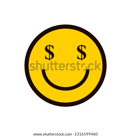 Shutterstock Puzzlepix - money eye emoji smile icon happy smiley face with dollars eyes smiling emoticon yellow vector symbol