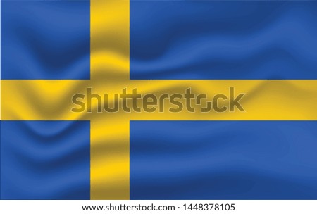 Sweden  flag. Simple vector Sweden  flag  with shadow