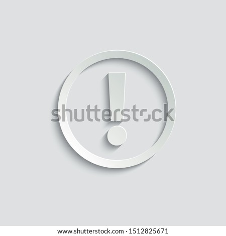 exclamation point icon.  exclamation point symbol.  Vector icon for website design, app.   paper icon  with shadow 