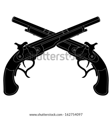 Crossed Pistols Silhouettes Stock Vector 162754097 : Shutterstock