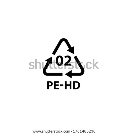 Plastic recycling symbol PE-HD 2 , Plastic cod
e , vector illustration High-density polyethylene	
