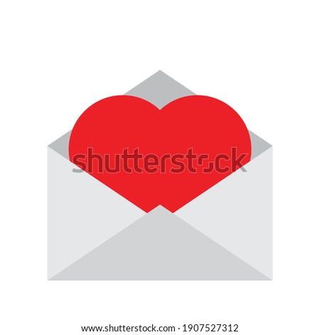  sent letter mail icon.  envelope with a heart icon. Love message sign.  with shadow