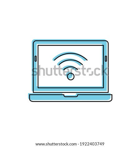 wi-fi icon with laptop.  internet icon vector