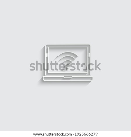 paper wi-fi icon with laptop.  internet icon vector