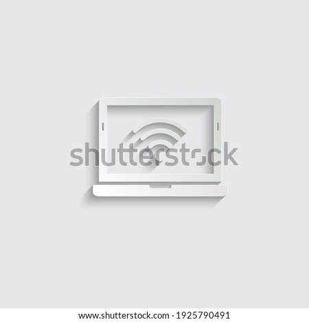 paper wi-fi icon with laptop.  internet icon vector
