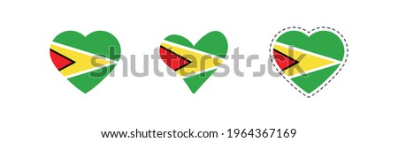 heart Guyana flag. Simple vector. National flag of Guyana 