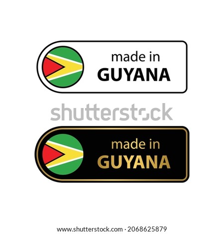 made in Guyana  vector stamp. badge with Guyana  flag