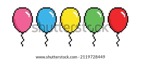  Air balloon pixel art icon vector 8 bit game 