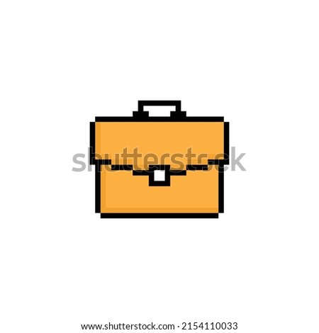 pixel briefcase  icon.  Vector pixel art briefcase 8 bit logo for game