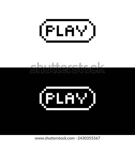 play button 8 bit text play Pixel art 8-bit for game 