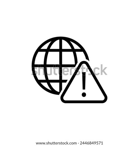 earth globe icon with exclamation mark warning sign internet network error icon