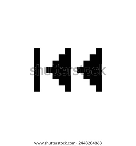 pixel Rewind Forward icon. Vector pixel art 8 bit logo for game