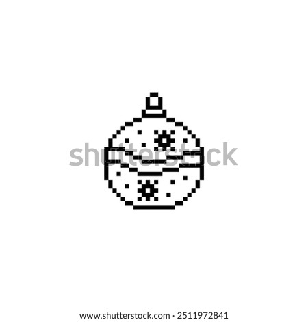 pixel christmas ball  icon. happy new year sign pixel art icon vector 8 bit game