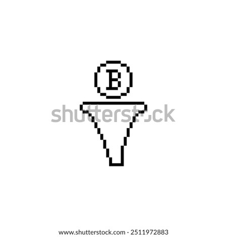 pixel funnel icon. bitcoin sign pixel art icon vector 8 bit game