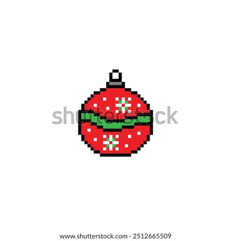 pixel christmas ball  icon. happy new year sign pixel art icon vector 8 bit game