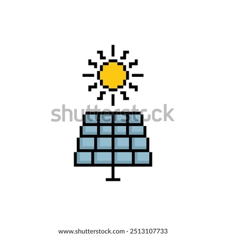 solar battery 8 bit icon Solar panel Pixel art 8-bit for game