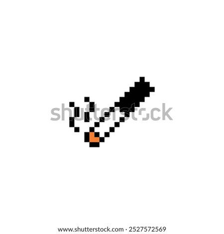 pixel cigarette icon. Vector pixel art smoke 8 bit game logo for company