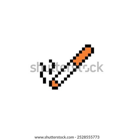 pixel cigarette icon. Vector pixel art smoke 8 bit game logo for company