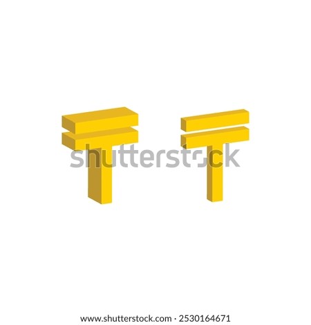 Isometric 3d pixel Tenge icon. Tenge sign. vector sign for 8 bit game