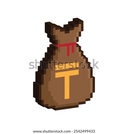 isometric pixel Money bag Tenge vector icon sign for 8 bit game