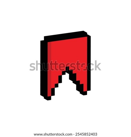 isometric Favorite bookmark icon 8 bit, pixel art Favourite symbol 8-bit for game logo.