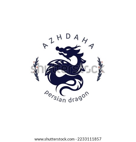 logo vector of mythical creature similar to a big snake_ In Iranian mythology, Azhdaha is a mythical creature roughly equivalent to a dragon that it is considered a demonic creature