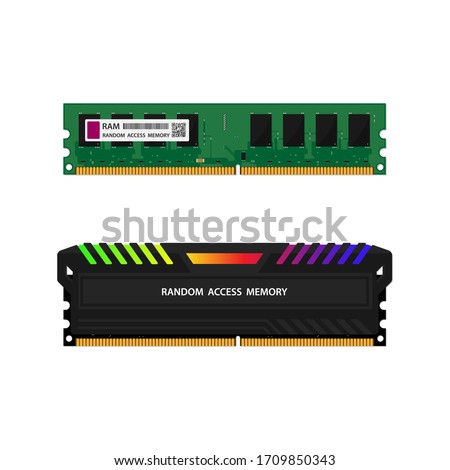 Computer RAM Memory Cards, Random Access Memory, illustration isolated on white background - vector