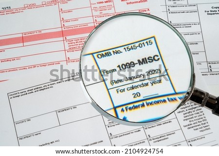 Tax Form 1099-misc on a white background. Stock foto © 