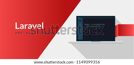 Laravel PHP Framework programming language with script code on laptop screen, programming language code illustration