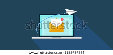 Email marketing campaign, newsletter marketing, drip marketing, email marketing, email automatic auto reply response. flat banner concept with icons. Vector Illustration