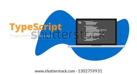 Learn to code TypeScript programming language with script code on laptop screen, programming language code illustration - Vector