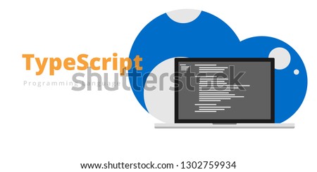 Learn to code TypeScript programming language with script code on laptop screen, programming language code illustration - Vector