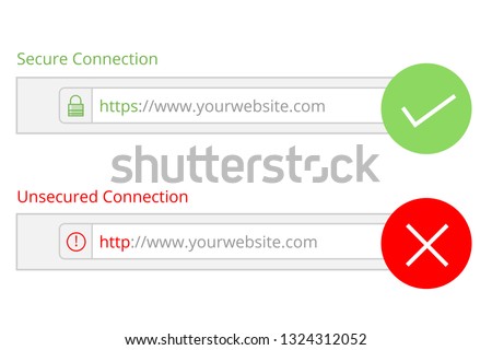 Secure your site with HTTPS / SSL, internet communication protocol that protects the integrity and confidentiality of data between the user's computer and the site url browser. vector illustration
