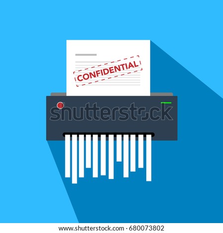 paper shredder confidential icon and private document office information protection