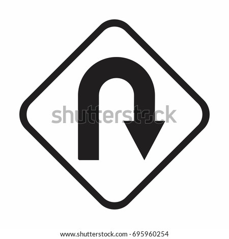Vector U-Turn Roadsign with turn symbol isolated on white background