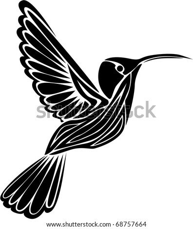 Tribal Hummingbird Silhouette Tattoo Stock Vector Illustration 68757664 ...