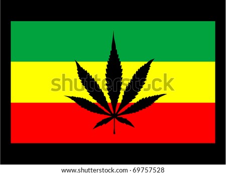 Rasta Flag With Marijuana Leaf Silhouette Stock Vector Illustration ...