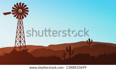 State of Nevada, Mojave Desert vector landscape.