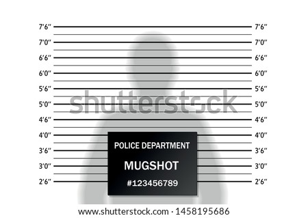 Police lineup or mugshot background with silhouette of  anonymous person. Isolation. Vector illustration