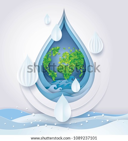 Similar – Image, Stock Photo Water drop cut out on paper with world map on dark blue background. International Earth Day. Copy space. Vertical photo.