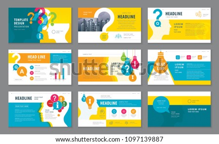 Abstract Presentation Templates, Infographic elements Template design set, Colorful Human head with Light Bulb and Question Mark Background vector, Problem; trouble, Questions and Answers, information