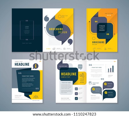 Cover Book Design Set, Black and Yellow Speech Bubbles Background vector Template Brochures, flyer, presentations, leaflet, magazine, annual report, Questions and Answers, social networks, talk bubble