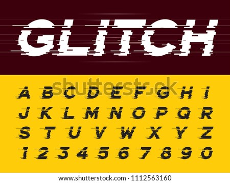 Vector of Glitch Modern Alphabet Letters and numbers, Grunge linear stylized rounded fonts, Italic Letters set for Futuristic,universal, Digital, sci-fi, Technology, Future, Geometric, Speed, Military