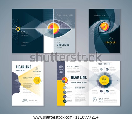 Cover Book Design Set, Abstract Eye Target icon vector Template Brochures, flyer, leaflet, annual report, Business Vision concept growth to success, Start up, Reach the target, Focus, Analysis