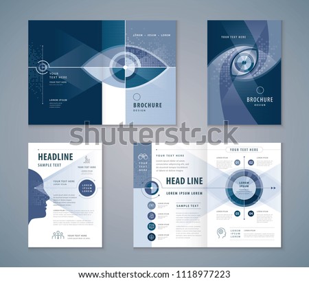 Cover Book Design Set, Abstract Blue Eye Target icon vector Template Brochures, flyer, leaflet, annual report, Path to the goal, Business Vision concept growth to success, Start up, Reach the target,