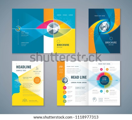 Cover Book Design Set, Abstract Colorful Eye Target icon vector Template Brochure, flyer,leaflet, annual report, Path to the goal, Business Vision concept growth to success, Start up, Focus, Analysis