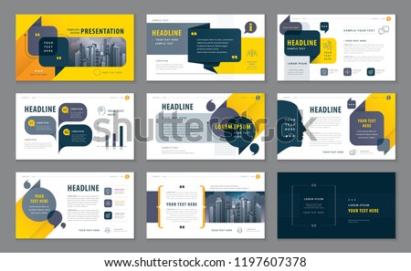 Abstract Presentation Templates, Infographic Black and Yellow elements Template design set for Brochures, flyer, Messages ,Questions and Answers, social networks, talk bubbles vector, company Profile