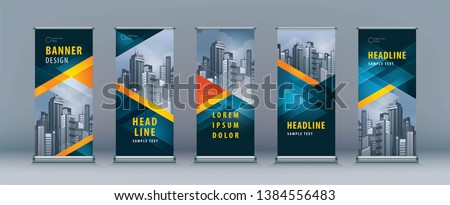 Business Roll Up Set. Standee Design. Banner Template, Abstract Geometric Triangle Background vector, flyer, presentation, leaflet, j-flag, x-stand, x-banner, exhibition display